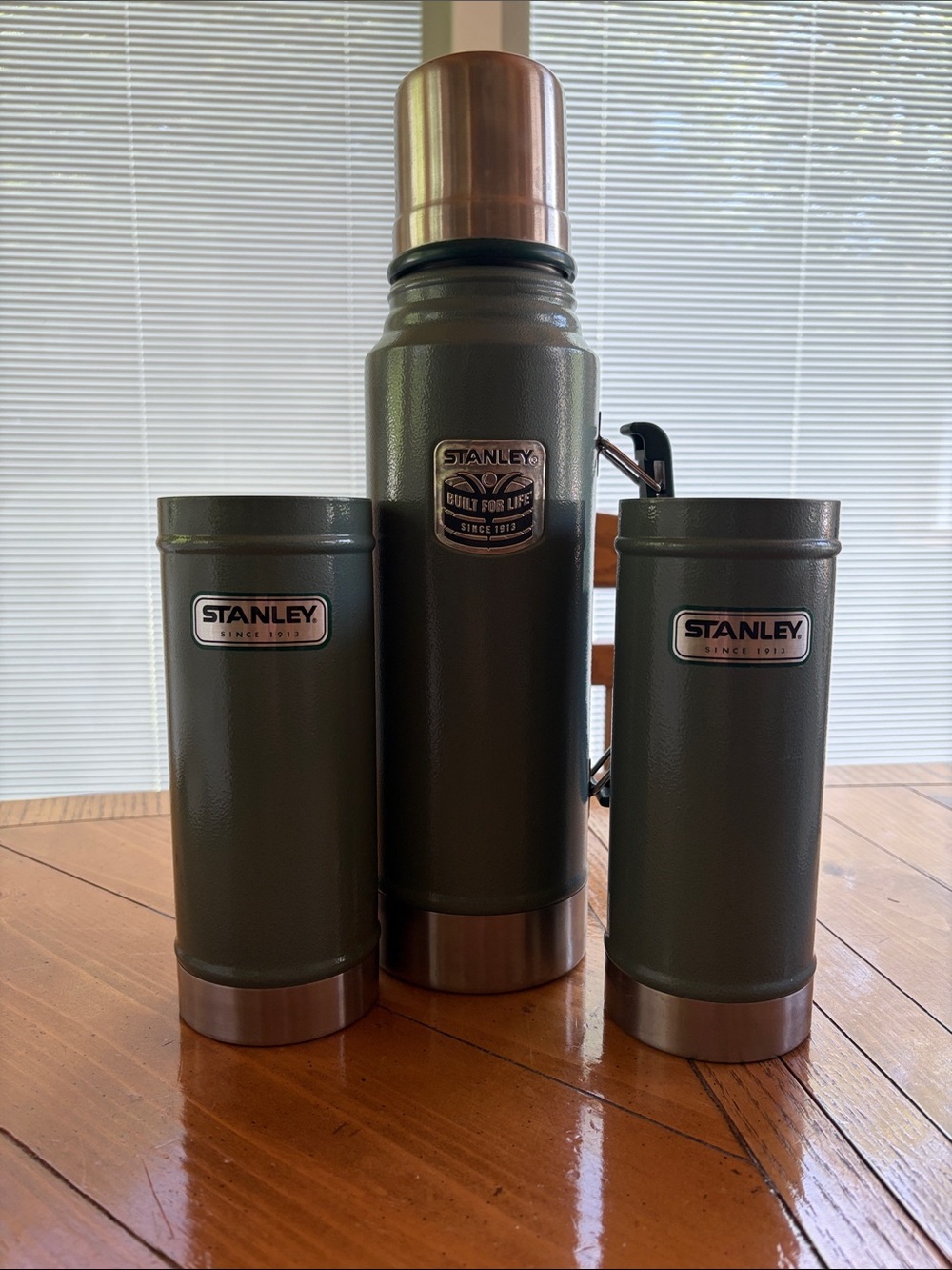 Stanley Olive Green Vacuum Bottle Set with Copper Accents